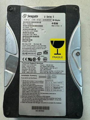 SEAGATE ST330621A 9R4004-314 30GB Firmware 3.39 Date Code 0143 ATA 3.5" HDD - Image 1 of 4
