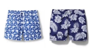 NWT Janie and Jack Hibiscus Leaf  Tropical Floral Swim Trunks Size 14 Lot Of 2 - Picture 1 of 10