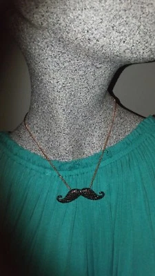 Betsey Johnson rosegoldtone Necklace Black Pave' Mustache  - Image 1 of 3