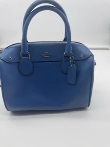 Coach F57521 Mini Bennett Satchel Crossgrain Leather Handbag Lapis Blue - Picture 1 of 7