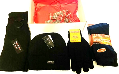 3x thermal socks | fleece scarf | winter hat | warm gloves - Image 1 of 4