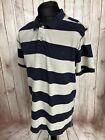 Fat Face Mens Xl Rugby Polo Shirt Blue White Vintage Retro Heavyweight Striped