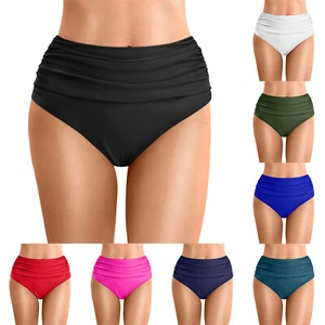Women Plus Size Bikini Bottoms Swim Briefs Beach Shorts Ruched Bottom - Picture 1 of 12