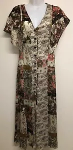ZARA NEW MULTICOLOURED FLORAL PRINT FLOWING MIDI DRESS SLIT V NECK XS B854 - Picture 1 of 7