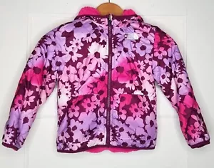 The North Face Kids Shady Glade Reversible Boysenberry Floral Hooded Jacket Sz 6 - Picture 1 of 10
