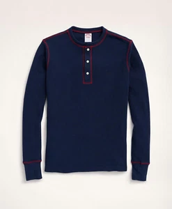 Brooks Brothers Mens Blue Red Waffle Thermal Henley T-Shirt, Medium M 8931-9 - Picture 1 of 1