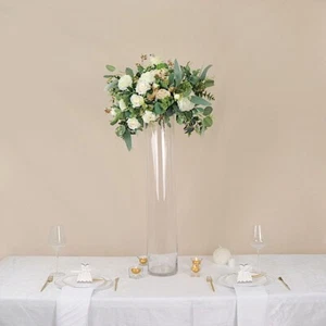 2 Clear 32 in Round Cylinder Glass Flower VASES Table Centerpieces Party Events - Picture 1 of 9