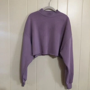 Divided By H&M Women’s XL Purple Long Sleeve Mock Neck Cropped Sweatshirt - Picture 1 of 10