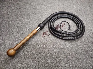 8 Fuß Premium Qualität Leder Bullwhip Holzgriff Cowboy Peitsche lautes Knacken - Bild 1 von 10