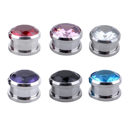 Tunnel ohr plug Kristall Stein Piercing Flesh Zirkonia Edelstahl expander 6-16MM - Bild 1 von 4