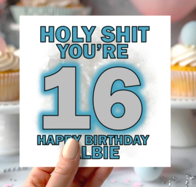 LAUGHING LEMON PRINTS Personalised Funny 16th Birthday Card Son Grandson Nephew Daughter Niece /ZE