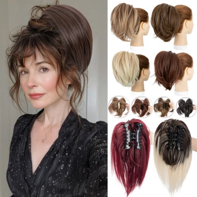 Clip de garra corta en cola de caballo pieza de cabello extensiones de cabello cola de caballo grueso flexible Foto 1 de 4