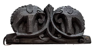 Antique Balance Scale Ebony Carved Box Brass Elephants Jeweler Tool 6" Across - Picture 1 of 13