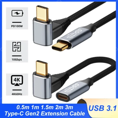 USB 3.1 Type-C Gen2 Extension Cable USB-C Male to Female Charging 100W 4K 10Gbps - Image 1 of 4