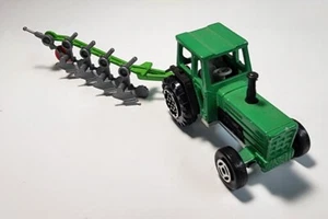 Vintage Majorette #208 Green Tractor w/Unbranded 4 Bottom Plow Diecast/Plastic - Picture 1 of 14