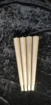 Juego de 4 patas de latón de patas de muebles cónicas torneadas de madera dura MCM de colección. Retro, Atomic Foto 1 de 4