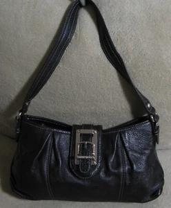 ETIENNE AIGNER Medium Black Leather Satchel Tote Hobo Shoulder Bag - Picture 1 of 3