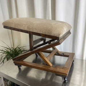 Vintage Adjustable Footstool 50x40 10 Height Settings Castors Foot Rest - Picture 1 of 8