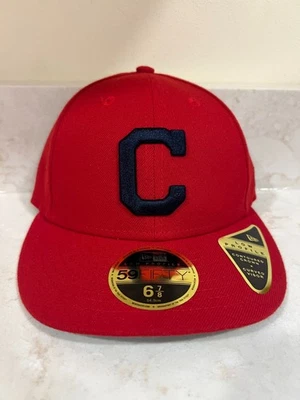 New Era Cleveland Indians Guardians Hat Cap 59Fifty Size 6 7/8 Red "C" Big 5950 - Image 1 of 4