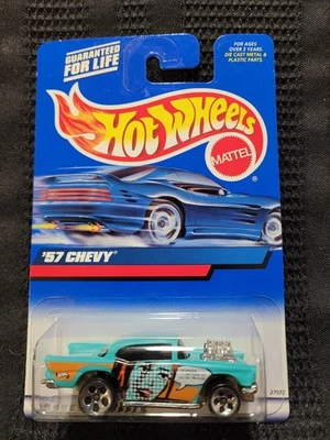 风火轮 1957 雪佛兰 2 门硬顶。 罕见,VHTF! '00 蓝卡。 收藏家 #105。 — 第 1/4 张图片