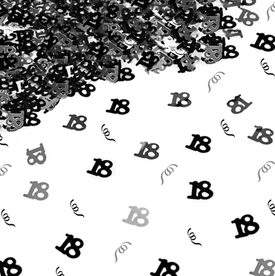 Table Confetti Sprinkle Black Silver Glit Birthday Anniversary Party Decor 14GX4 - Image 1 of 4