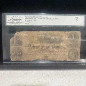 SASA 1855 Agricultural Bank Of Tennessee $1 Legacy Good 6 - Picture 1 of 2