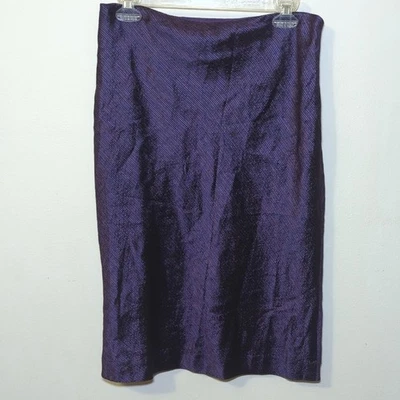 Dana Buchman Purple Silk-Wool Blend Skirt Striped Textured Knee-Length Size 8 - Image 1 of 4