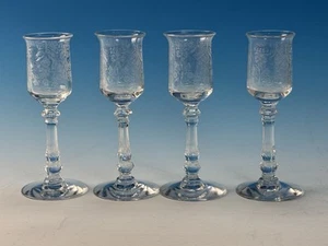 Set Of 4 Vintage Heisey 1 fl.oz. Cordials Orchid Etch - Elegant Glass Pattern - Picture 1 of 5