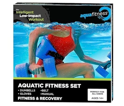 Aqua Gym 6-Piece Fitness Set: Aquatic Swim Belt Resistance Gloves Dumbbells NIB - Image 1 of 4