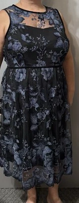 NWT lane Bryant Navy Formal Wear dress Sheer Floral Overlay Sz 20 MSRP $149.95 - Image 1 of 4