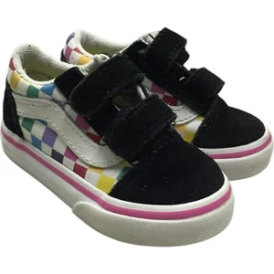 Vans Off The Wall Kleinkind V weiß Regenbogen Karo Low Top Druckknopf Sneakers Schuhe 4.0 - Bild 1 von 11