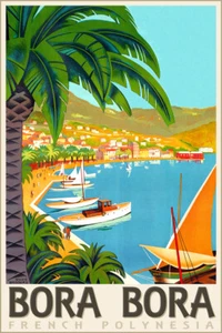 Póster de viaje Bora Bora Polinesia Francesa Roger Broders vaitape estampado artístico 313 - Imagen 1 de 2