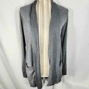 Gap Grey Open Front Ribbed Neck & Opening Edges Long Sleeve Cardigan Size Medium - Picture 1 of 9