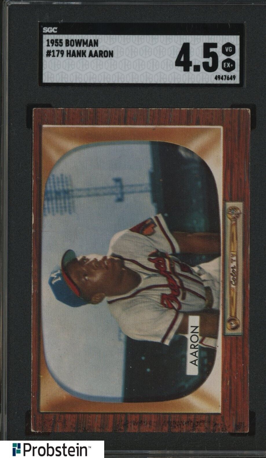 1955 Bowman #179 Hank Aaron 2nd Year Braves SGC 4.5 Well Centered