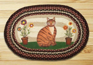 Alfombra ovalada con estampado de yute trenzado. Alfombras de tierra. FOLK ART CAT - Imagen 1 de 1