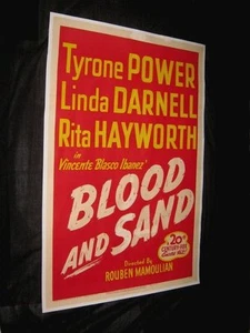 Original TYRONE POWER BLOOD & SAND 1 Sheet 27" X 41" LINEN BACKED Linda Darnell - Picture 1 of 1
