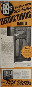 RCA VICTOR RADIO TUNING ELETTRICA VINTAGE 1938 STAMPA ANNUNCIO SABATO SERA POST - Foto 1 di 1