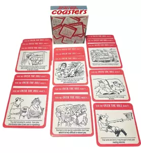 Vintage 1989 "You're OVER THE HILL When..." 16 Cardboard Drink Coasters Beverage - Picture 1 of 4