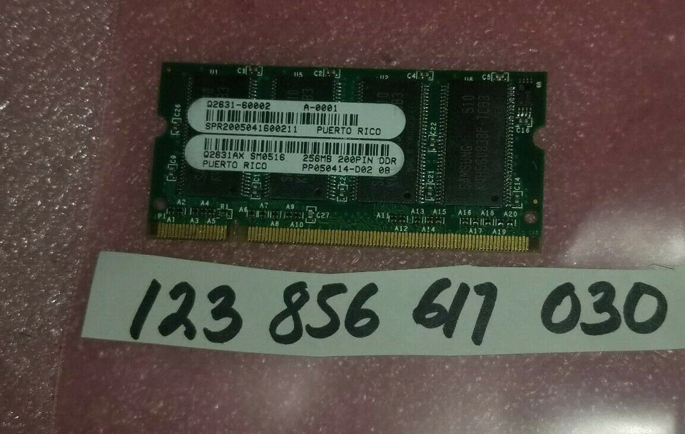 HP MEMORY RAM FOR HP Q2631-60002 256MB 200PIN LASERJET 3800 4650 4700 4730D  - Image 1 of 1