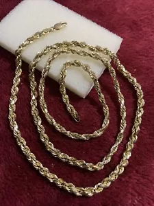 26 Inches 10 kt yellow gold 6.7 Grams 3mm rope chain lobster lock Free Shipping - Picture 1 of 12