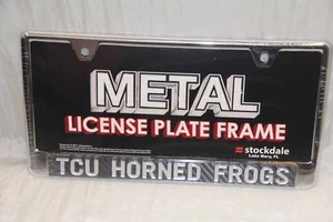 TCU Horned Frogs metal license plate frame chrome/carbon fiber - stockdale - Picture 1 of 1