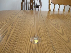 TIFFIN CLEAR GLASS BUD VASE GOLD RING 6 1/2 INCHES TALL - Picture 1 of 5