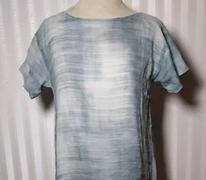 Abito Eileen Fisher Daze stampa seta trasparente lunghezza ginocchio in barca taglia S - Foto 1 di 10