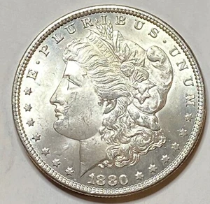 1880 Morgan Silver Dollar RARE DATE !! BLAST WHITE !! - Picture 1 of 2