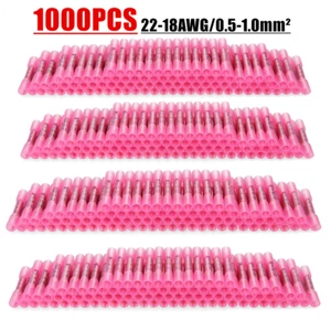 1000Pcs Heat Shrink Waterproof Wire Connectors Red 22-18AWG Butt Seal Terminals - Picture 1 of 12