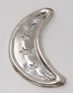 Mexico Taxco Sterling Silver 925 Crescent Moon And Stars Brooch - Picture 1 of 11