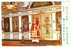 Vintage Alaska Chrome Postcard Sitka St Michaels Russian Church Interior View - Picture 1 of 2