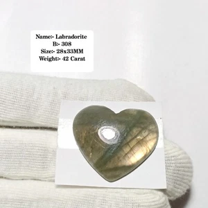 Beautiful Heart Labradorite Cabochon, Heling Crystal Cabs, Loose Polished 28x33 - Picture 1 of 6