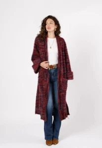 Band Of The Free Women's Size L Sunset Blvd Red Mixed Knit Duster Sweater NWT - Picture 1 of 8