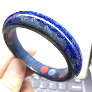 Inner Diameter 59.5mm Natural Lapis Lazuli Gemstone Crystal Bangle Bracelet AAA - Picture 1 of 3